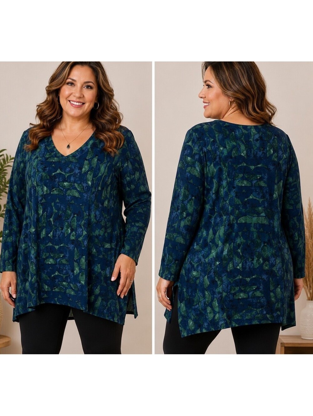 Chico’s Green Fairy  Abstract Tunic Sweater Size 4 XXL Whimsigoth Lagenlook Art